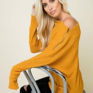 Dark Orange Oversized Zipper Top Cute and SASSY